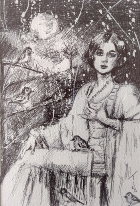 Clair de lune 图画, 9.5x7.1 in