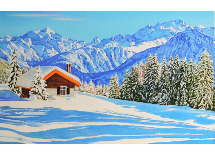 Зима альпы 绘画, 15.8x21.7 in