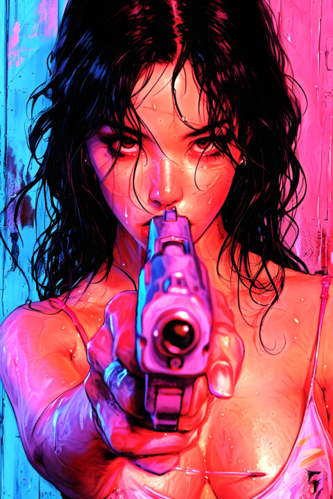 "Femme Armée  Confro…" başlıklı Dijital Sanat Frédéric Font (Chroma) tarafından, Orijinal sanat, Dijital Resim