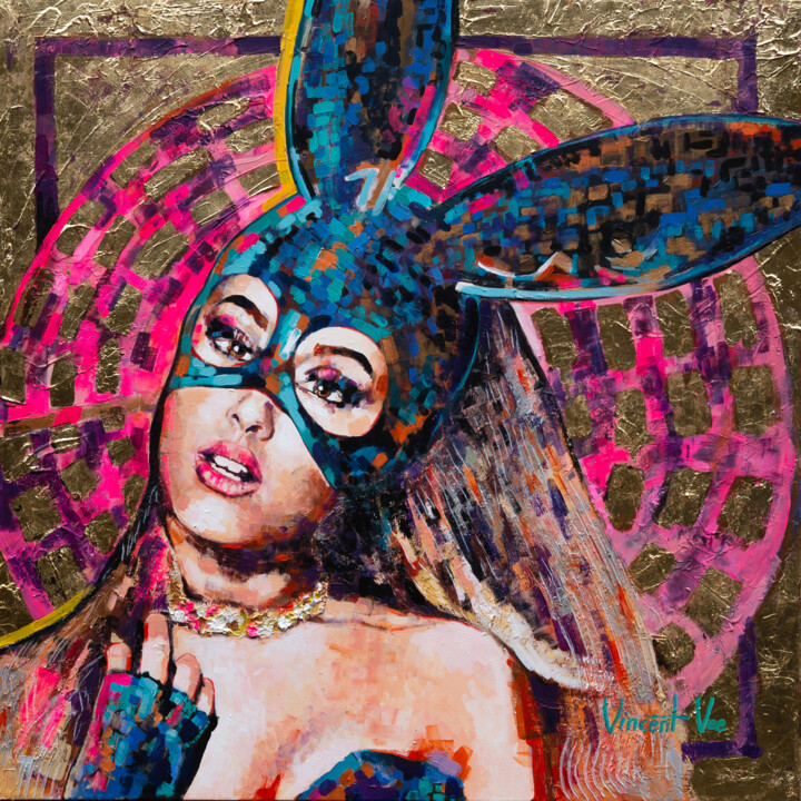 Hot Bunny Girl: Pop Art Icon Painting Perfect Decor for wall 绘画, 40.2x40.2 in