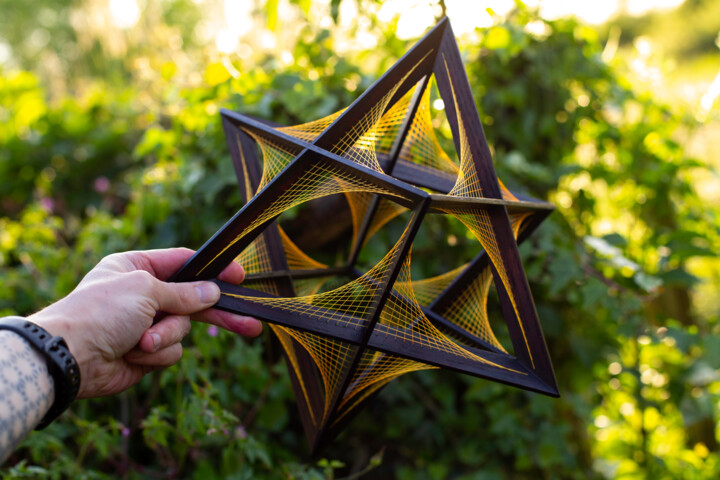 Star octangle | 108 knots | Astroid string art Sculptuur, 13,6x13,6 in