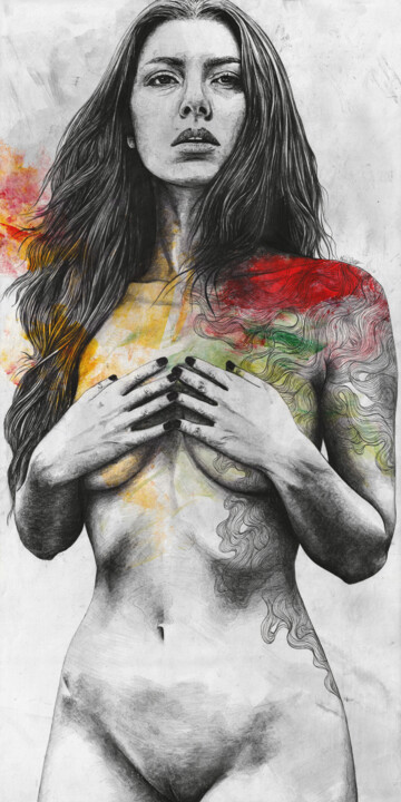 Our Faith Is Lost | full nude woman erotic drawing 图画, 39.4x19.7 in