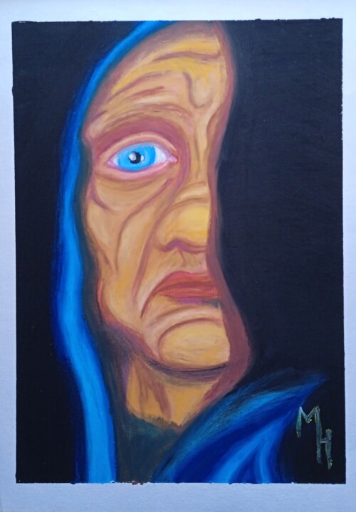 Painting titled "Gloomy man" by Maximilian Honderflenik, Original Artwork, Pastel