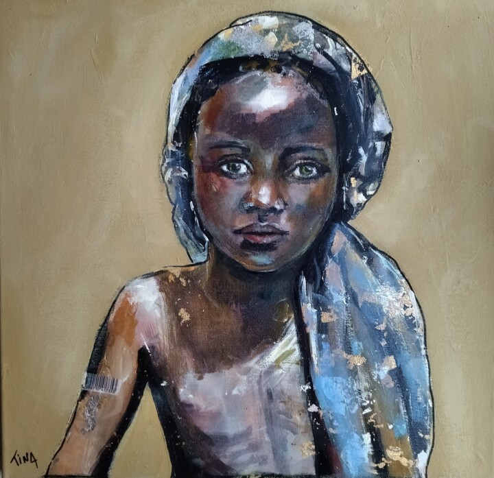 Petite fille africaine 绘画, 19.7x19.7 in
