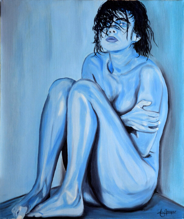 Nu bleu 绘画, 21.7x18.1 in