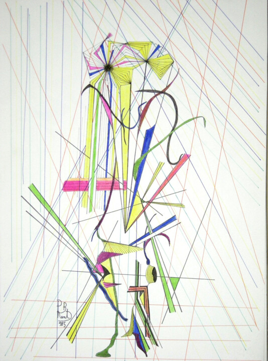 Vaso con 2 fiori (948) Tekening, 19,7x13,8 in