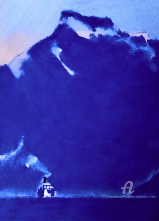 Rhapsodie en. bleu Painting, 11.8x7.9 in
