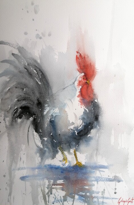 rooster 23 绘画, 20.9x13.8 in
