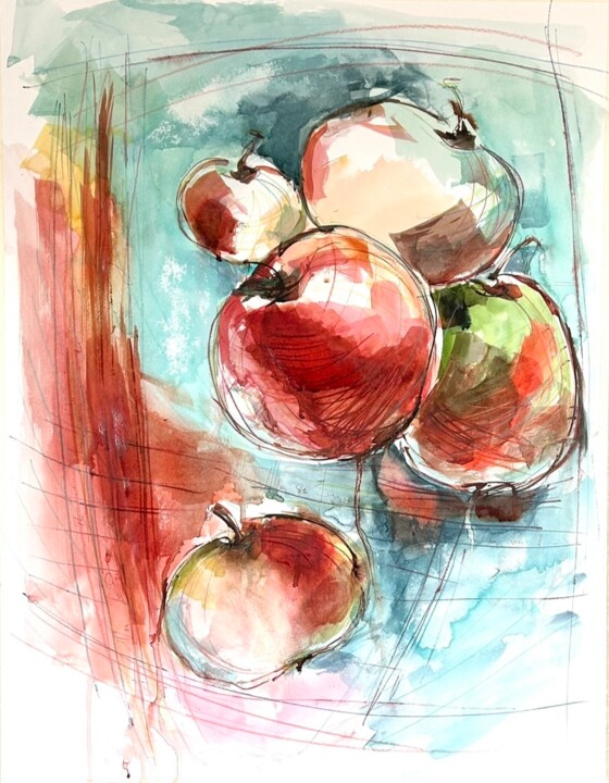 Die Bunte Äpfel 绘画, 25.6x19.7 in