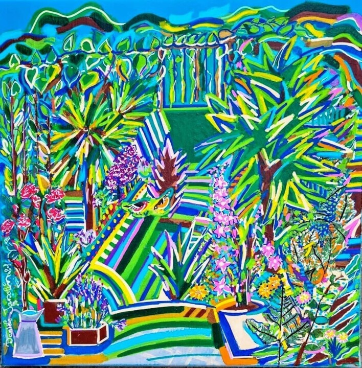 Le jardin aux Campanules. 绘画, 15.8x15.8 in