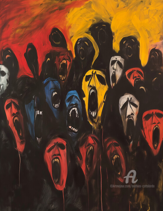 Artes digitais intitulada "Screaming Souls" por Mathias Cottalorda, Obras de arte originais, Imagem gerada por IA Montado em…