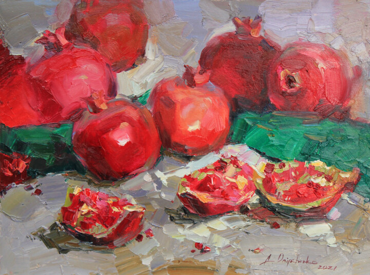 Pomegranate on grey 绘画, 11.8x15.8 in