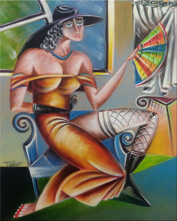 Woman Chillout #M236 绘画, 19.7x15.8 in