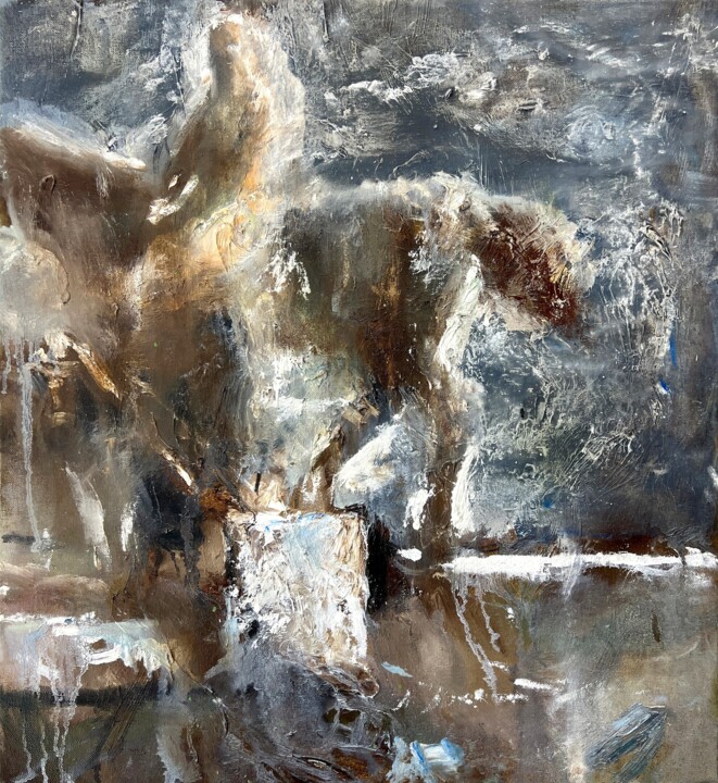 Riders in the Night 绘画, 23.6x21.7 in