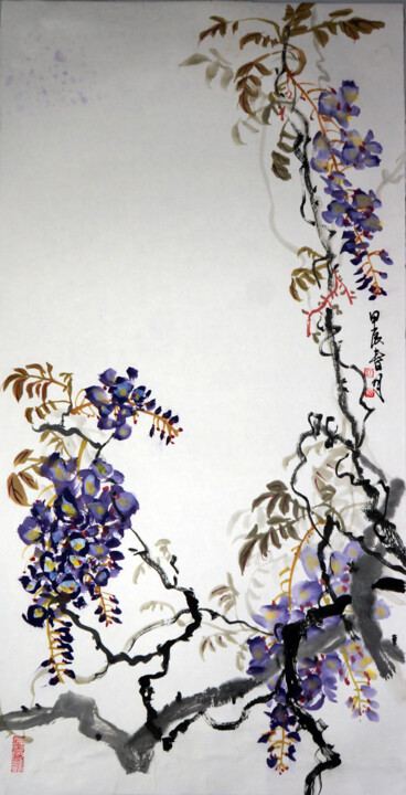 紫藤 绘画, 27.2x13.4 in