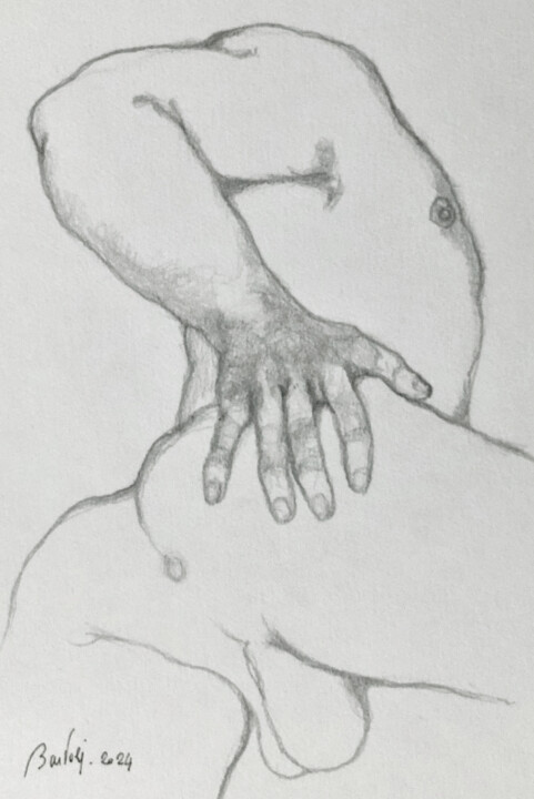 Tekening getiteld "Show me" door Hugo Bartoli, Origineel Kunstwerk, Houtskool