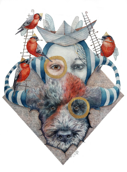 "The Tale about Gima and Džiugas" 绘画, 29.9x22.1 in