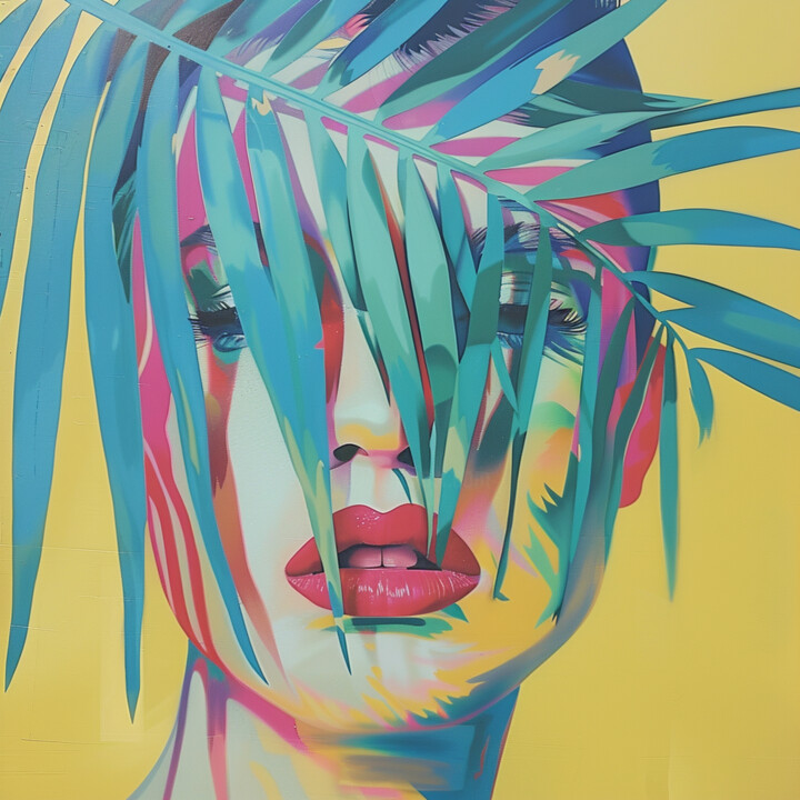 Painting titled "BEAUTY PALMTREE" by Claudia Sauter (Poptonicart), Original Artwork, Digital Painting