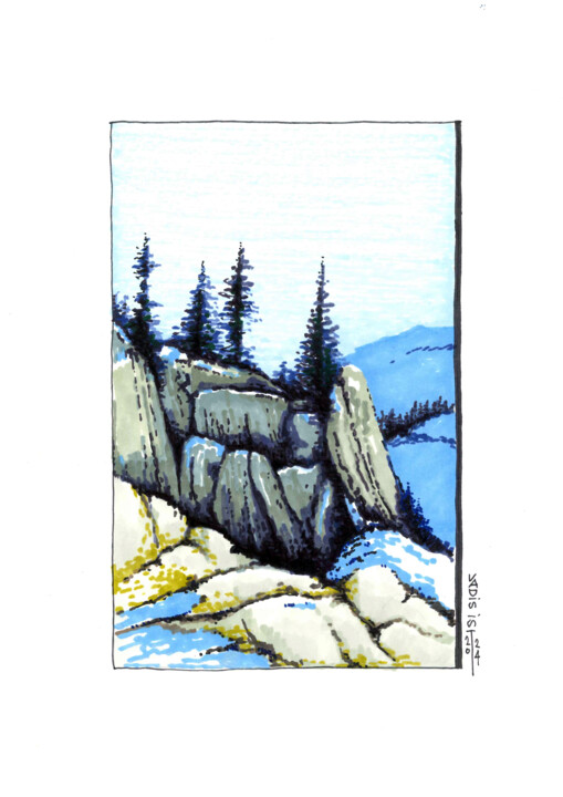TAURIAN MOUNTAINS Drawing, 13x9.8 in