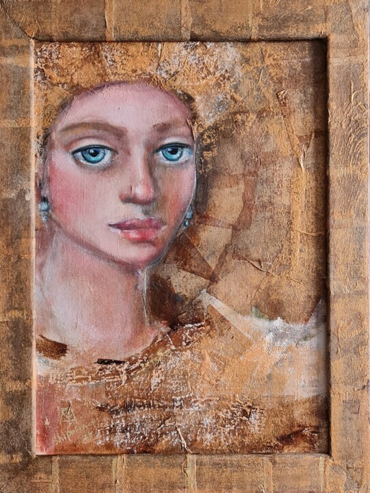 Portrait in gold 绘画, 13.8x9.8 in