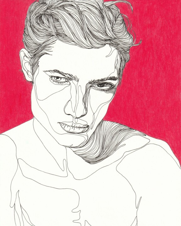 Portrait d'homme magenta 图画, 10x8 in