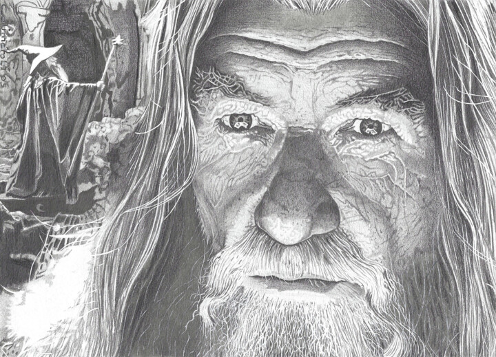 Portrait Homme "Gandalf" 图画, 8.3x11.4 in
