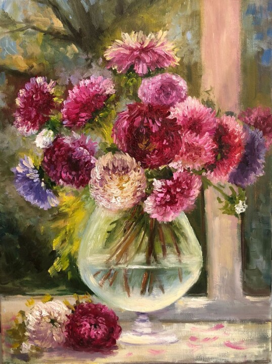 Этюд с астрами 绘画, 15.8x11.8 in