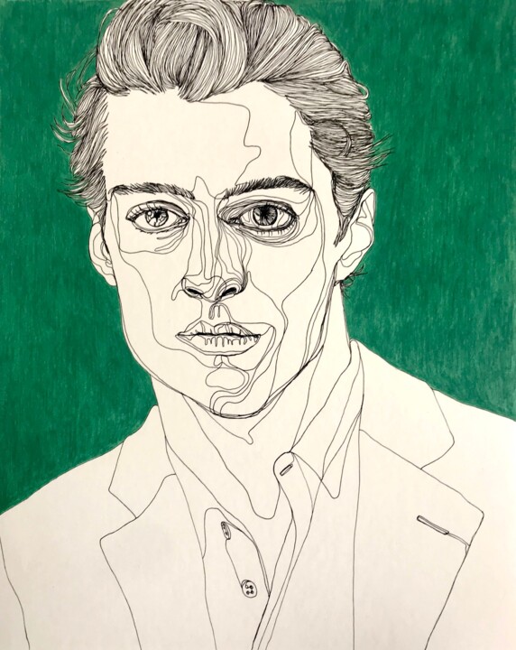 Portrait d'homme vert 图画, 10x8 in