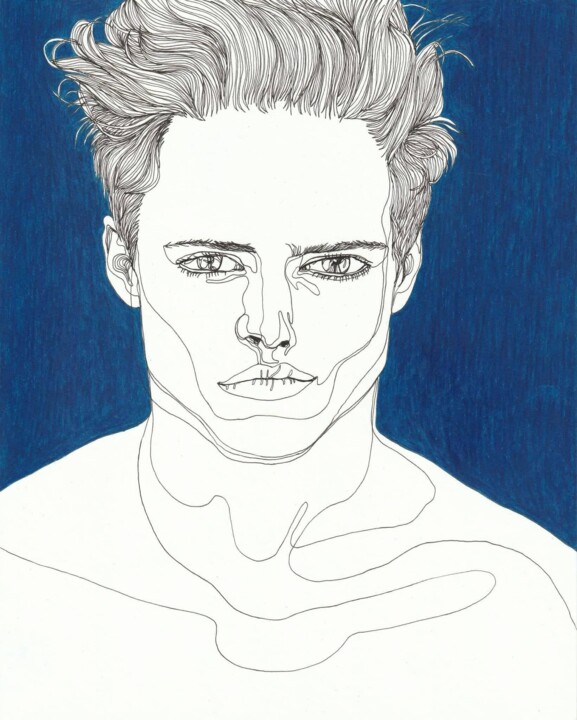 Portrait d'homme bleu marine 图画, 10x8 in