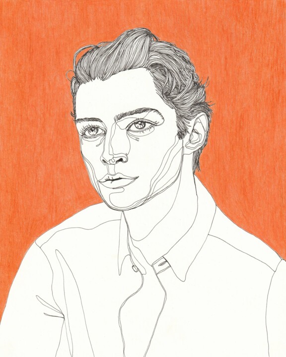 Portrait d'homme orange 2 图画, 10x8 in