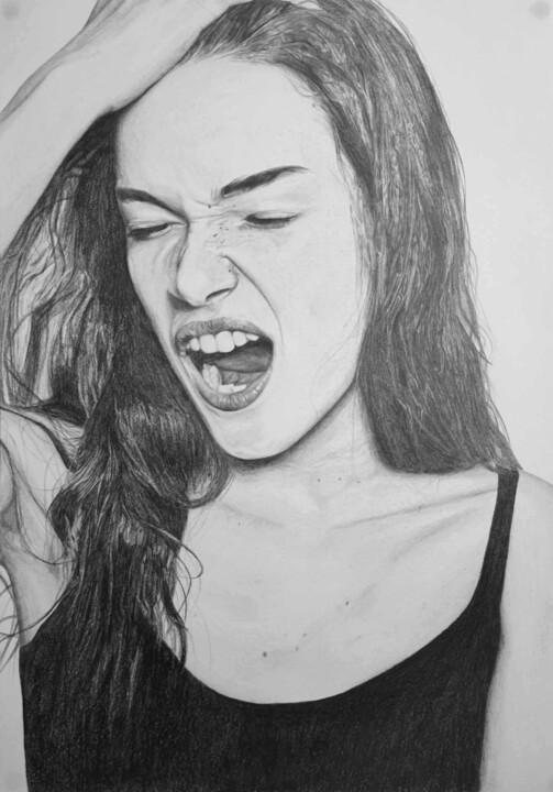 Portrait hyperréaliste de femme 图画, 16.5x11.7 in