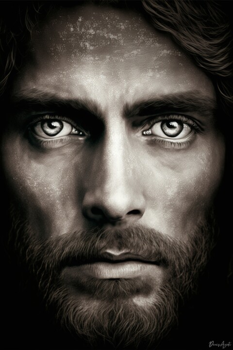Artes digitais intitulada "Portrait of Jesus C…" por Denis Agati, Obras de arte originais, Imagem gerada por IA