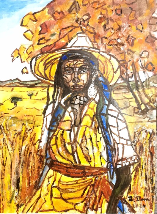 Indigene farmer 绘画, 15.8x11.8 in
