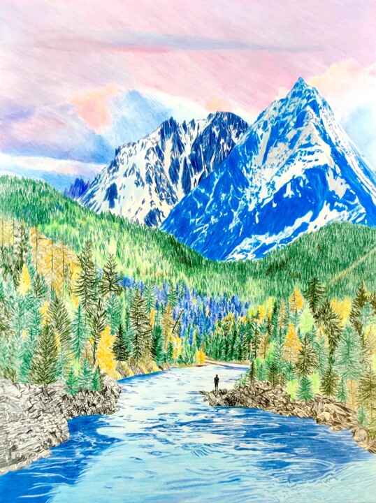 Promenade dans les Alpes 图画, 15.8x11.8 in