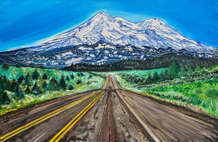 Painting titled "Mystical Shasta" by Ol Ga Serebranskaa, Original Artwork, Acrylic