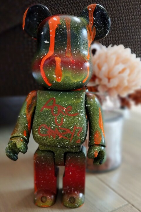 Mini Bear "Are u Crazy" 雕塑, 10.2x5.1 in