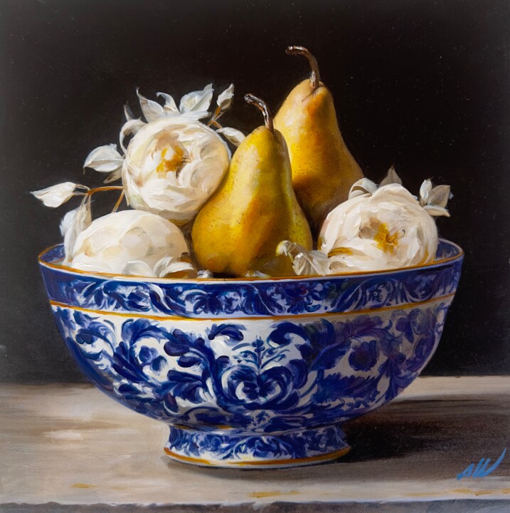 Dutch Still life with pears 绘画, 11.8x11.8 in