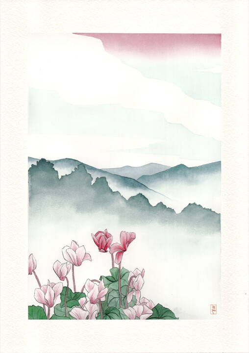 Les Cyclamens 绘画, 20.1x14.2 in