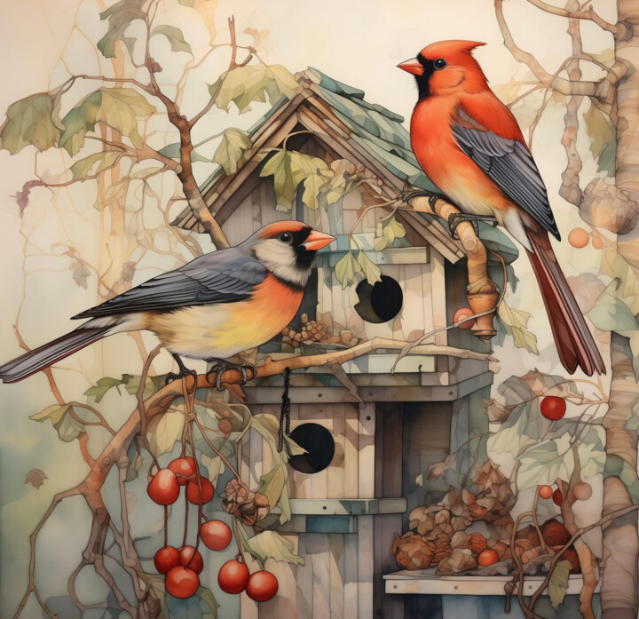 Cardinals & Treehouse 数字艺术