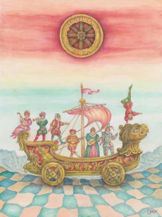 Fortuna Rota 绘画, 12.6x9.5 in