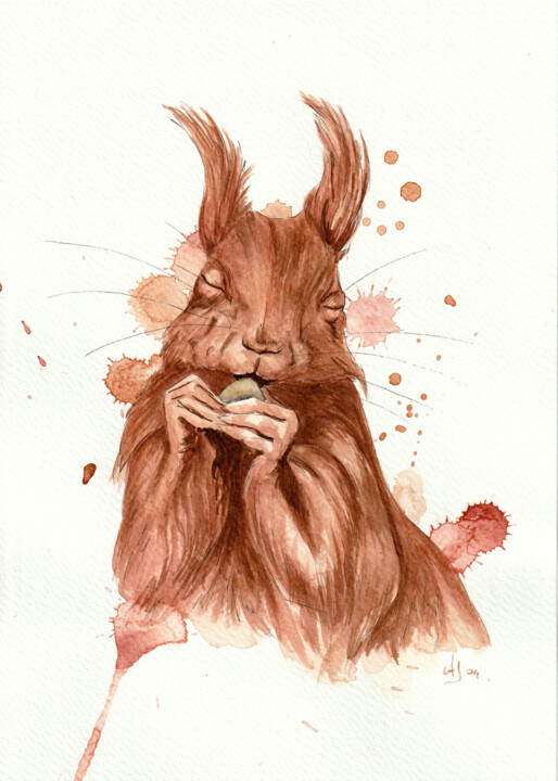 Wild life -01 - scoiattolo 绘画, 11.7x8.3 in