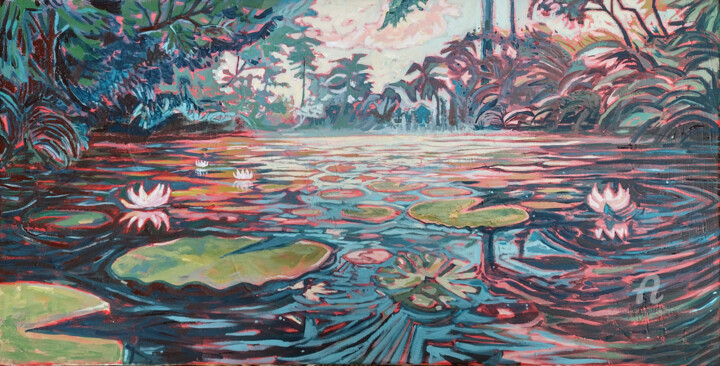 Nénuphars Painting, 15.8x31.5 in