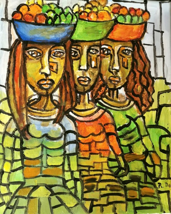 The fruitsellers 绘画, 11.8x9.5 in