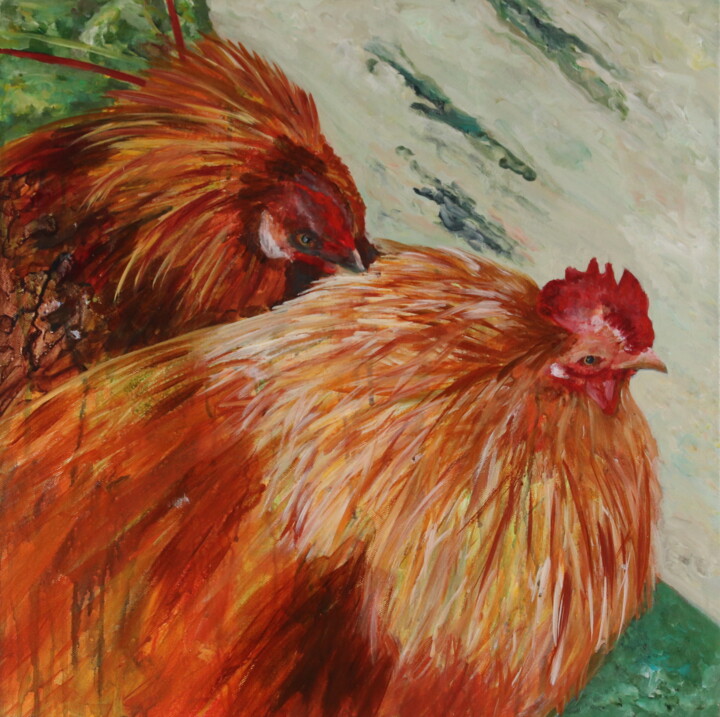 Huhn und Hühnchen 绘画, 19.7x19.7 in