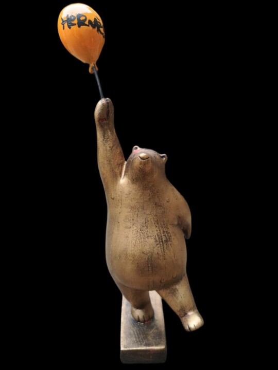 Ours au ballon hermès 雕塑, 11x3.5 in