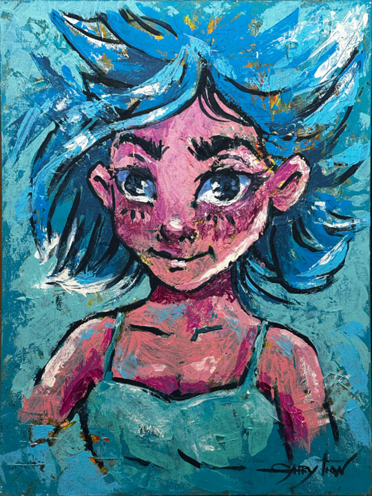 ORIGINAL painting 18"x24" Teenager 绘画, 24x18 in