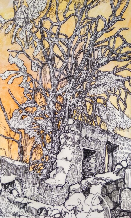 图画 标题为“''Abandoned area''” 由Raffi Ghazaryan, 原创艺术品, 中性笔