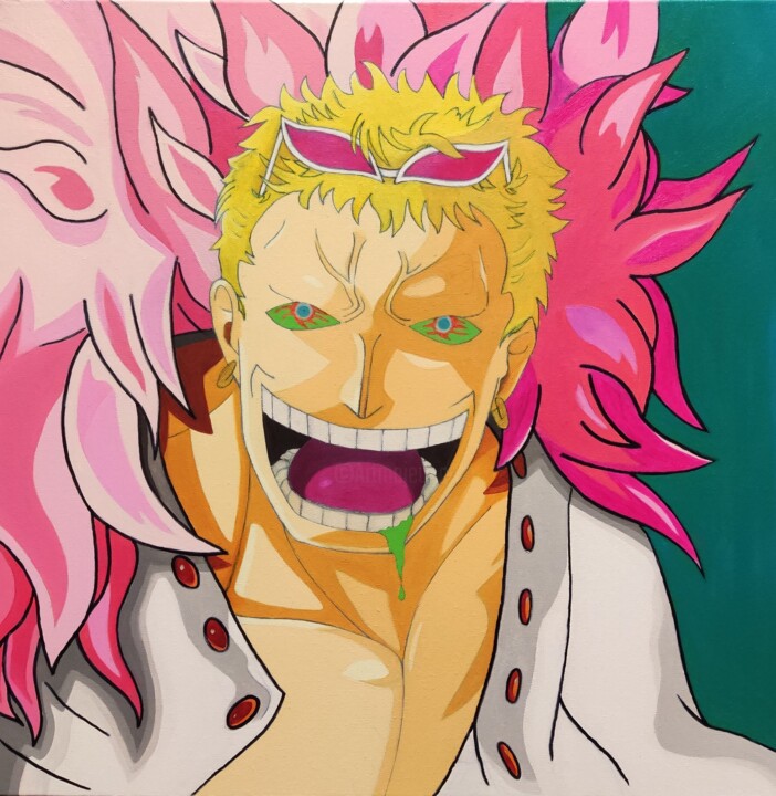 Painting titled "Psy DoFlamingo" by Luigi Monti, Original Artwork, Oil Mounted on Wood Stretcher frame