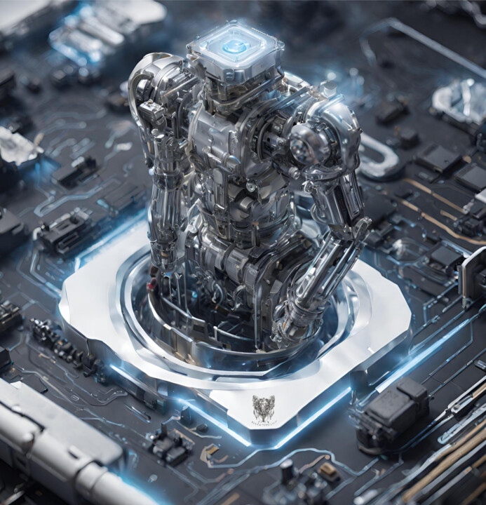 Digital Arts titled "ROBOT AI. MINI ROBOT" by Reskatorsilver, Original Artwork, Digital Print