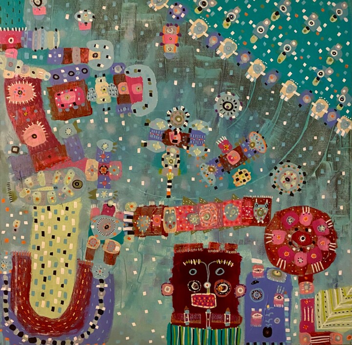 Ferris wheel 绘画, 32x32 in
